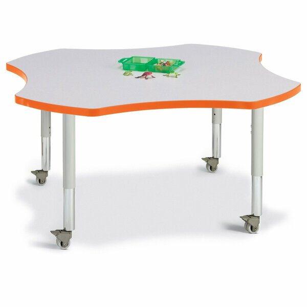 Jonti-Craft Berries Four Leaf Activity Table, Mobile, Freckled Gray/Orange/Gray 6453JCM114